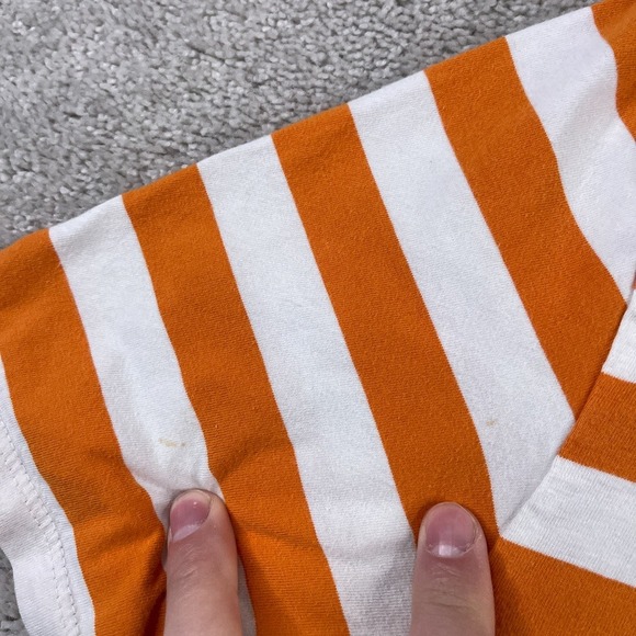 GUESS Shirt Mens Medium Orange White Stripes Streetwear Short Sleeve Embroidered - Picture 4 of 11